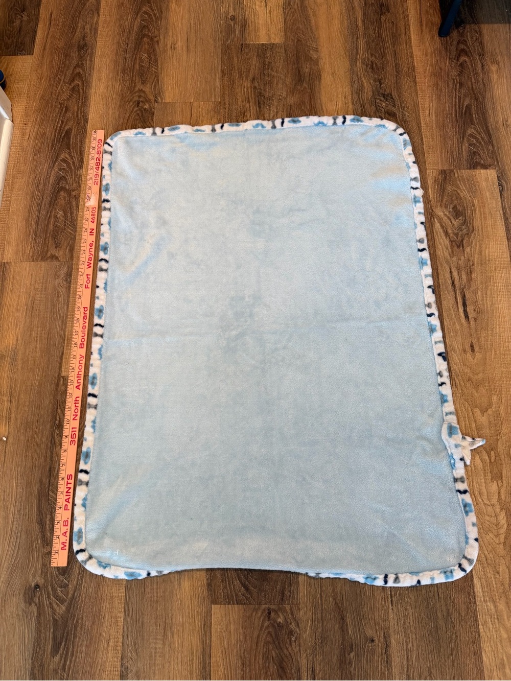 Le Bebe FAVORITE Baby Blanket/Lovey Blue Glasses Mustache Hat Bow Tie Trim